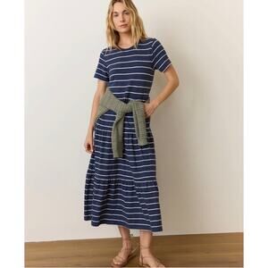 Marine Layer Blue and White Striped Midi Dress